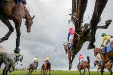 A general view of the first fence in the Boylesports Irish Grand National 10/4/2023