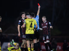 Ross Tierney is shown a red card by referee Rob Hennessy 14/10/2024