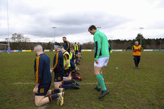 Skerries line up for a boot inspection ahead of the game 1/4/2023