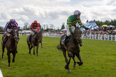 Paul Townend celebrates winning the Irish Grand National with I Am Maximus 10/4/2023
