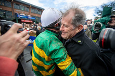 Paul Townend celebrates winning the Irish Grand National with JP McManus 10/4/2023