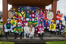 The jockeys pose for a picture ahead of The Irish Grand National 10/4/2023