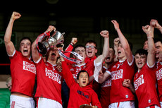 The Cork team and Jamie Cashman celebrate with the Munster U20 trophy 15/5/2023 