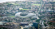 An Aerial view of the Aviva Stadium during the first match to be played there 31/7/2010