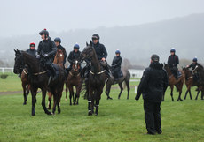 Gordon Elliott watches his horses on the gallops this morning 13/3/2023