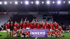 The Munster team celebrate with the Clash Of Champions Cup 3/2/2024