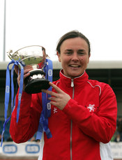 Arlene Boyles lifts the trophy 30/3/2008