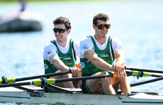 Phil Doyle and Daire Lynch celebrate after qualifying for the 2024 Paris Olympics 8/9/2023