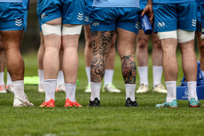 A view of Andrew Porter’s tattoo during a team huddle 1/4/2024
