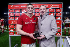 Gavin Coombes is presented with the Player of the Match Award by Enda Gunnell 3/2/2024
