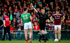 Cillian O'Connor is yellow carded by Referee Joe McQuillan 6/7/2019