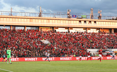 A view of a full stand of CSKA Sofia fans during the game 4/8/2022