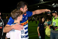 Dragons and DHL Stormers players interact with fans after the game 10/5/2024