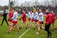 Derry players after the pre-match warm up 4/2/2024