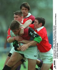 Gareth Allison tackled by Eddie Halvey and Brian O'Meara 7/9/1997