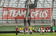 The Ireland team train in front of the #TeamOfUs branding 17/3/2023
