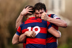 Sam Owens celebrates after scoring his teams fifth try with Fionn Gilbert 10/2/2024