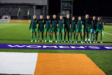 The Ireland team stand for the national anthem 25/10/2024