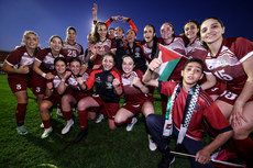 The Palestine team celebrate after the game 15/5/2024