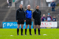 Cormac Reilly atands for the national anthem with his linesmen 2/4/2017