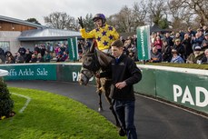Danny Mullins onboard Il Etait Temps celebrates winning the race, his third Grade 1 winner in a row 3/2/2024