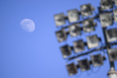 A view of the moon above Scotstoun before the game 19/4/2024