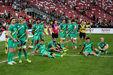 The Ireland team look dejected after losing their match 4/5/2024