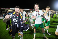 Sean Maguire and Ruairi Keating celebrate winning the league18/10/2024