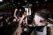 Tyrone celebrate after the game with the trophy 1/5/2024 