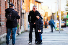 Stephen Kenny poses for a picture with a young fan before the game 18/10/2024