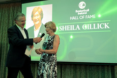 Sheila Gillick, inducted to the Basketball Ireland Hall of Fame, speaks after receiving her award 18/5/2024