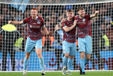 James Bolger, Aaron McNally and Andrew Quinn celebrate a goal 10/11/2024