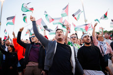 Bilal Maher from Palestine cheers on during the game 15/5/2024