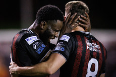 James Akintunde amd Dayle Rooney celebrate after the game 15/4/2024