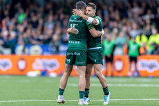 Tiernan O’Halloran is hugged by Santiago Cordero as he leaves the pitch for the last time 18/5/2024