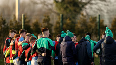 A view of the Ireland U20s team huddle during training 31/1/2023