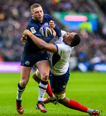 Finn Russell tackled by Cameron Woki 10/2/2024