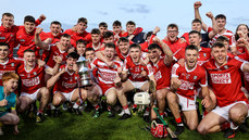 The Cork team celebrate with the Munster U20 trophy 15/5/2023 