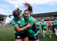 Katie Corrigan and Katie Whelan celebrate after the game 27/4/2024