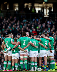 A view of the Ireland team huddle during a break in play 11/2/2024