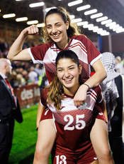 Pia Kassis and Jennifer Shattara celebrate after the game 15/5/2024