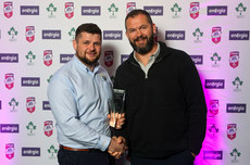 Andy Farrell presents the Energia All-Ireland League Men's Division 2B Player Of The Year 2022/23 to Michael Doyle 18/5/2023 