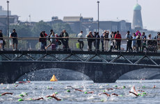 A view of competitors during the women’s race as the pass Millennium Bridge 7/9/2024
