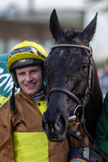 Paul Townend celebrates winning with Galopin Des Champs 3/2/2024