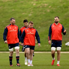 Peter O'Mahony, Rory Scannell and Tadhg Beirne arrive for training 7/5/2024