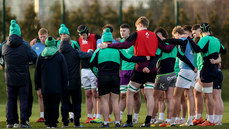 A view of the Ireland U20s team huddle during training 31/1/2023