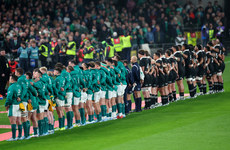 The teams stand for the National Anthems 8/11/2024