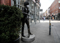 A view of the statue of Phil Lynott with a mask on as a result of the Coronavirus Epidemic 19/3/2020