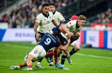 Damian McKenzie is tackled by Antoine Dupont 16/11/2024