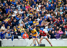 Clare supporters appeal for the linesman to award their team a sideline 28/4/2024